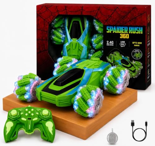 Image of Umadiya RC Drift Stunt Car Mist Spray Smoke for Kids, 2.4GHz Remote Control Car with 360 Rotation, Double-Sided Driving, Mecanum Wheels, USB Type-C Rechargeable, 60m Range