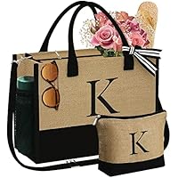 YOOLIFE Initial Jute Tote Bag & Makeup Bag for Women only .20: eDeal Info