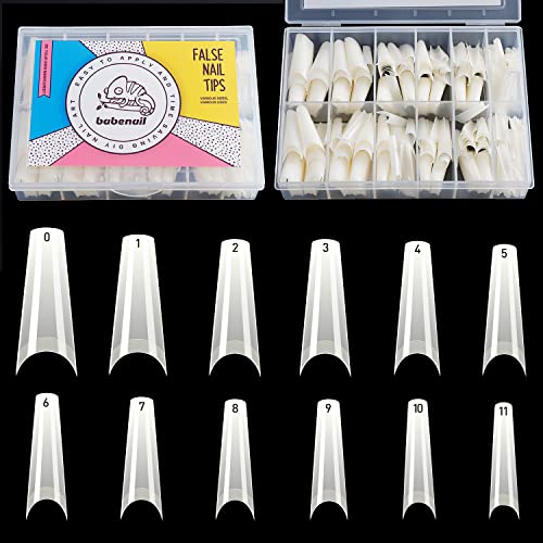 Chameleon White Coffin Nail Tips - 504pcs Clear False Nails Half Cover French Tip Nails Press On Nail Extension With Box For Nails Salons and Home Nail Art, 12 Sizes