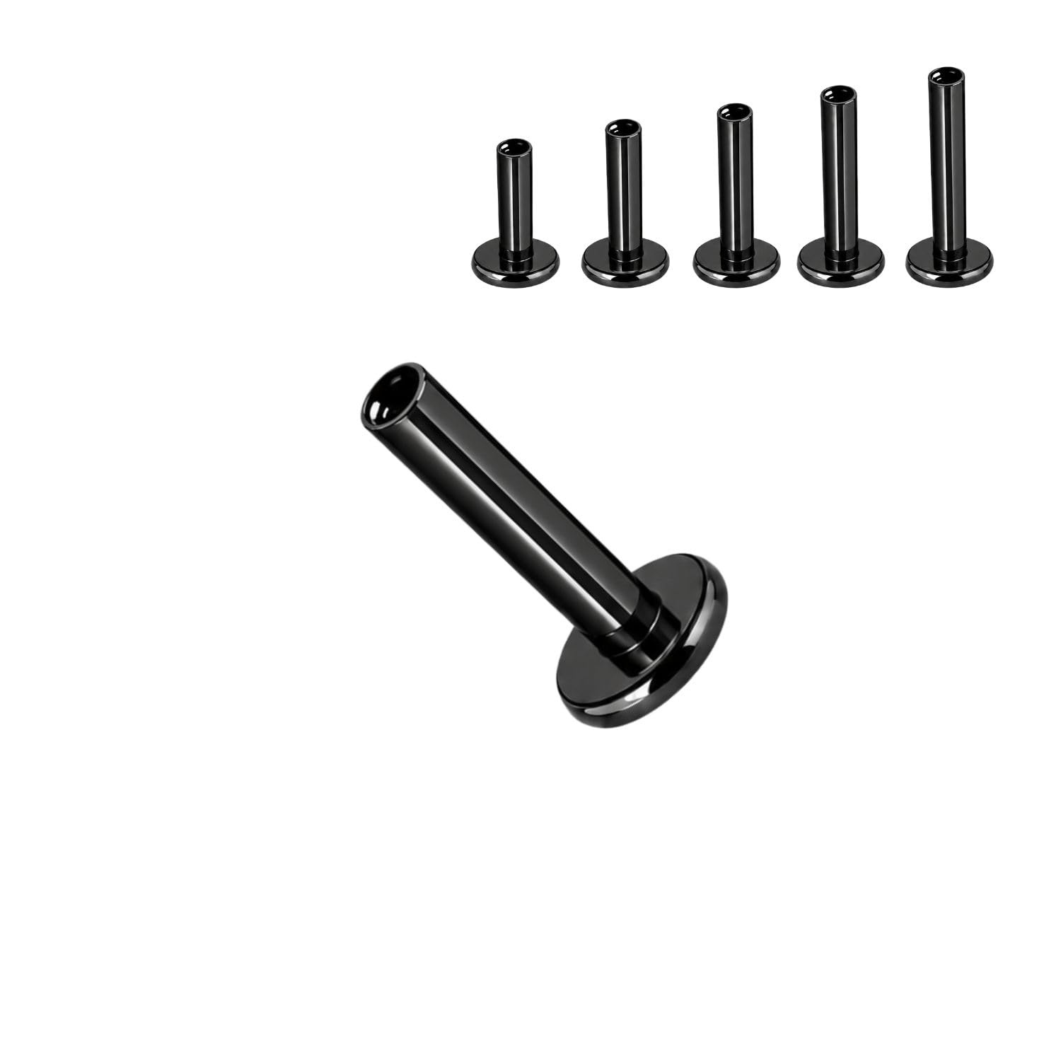 Titanium G23 Internally Threaded Labret Post 16G (1.2mm) | 2.5mm & 4mm Flat Base | PVD Black Implant Grade | Nose, Lip, Helix, Tragus, Lobe, Monroe & Cartilage Piercing | 6mm to 10mm | Selling as 1Pc-image-37