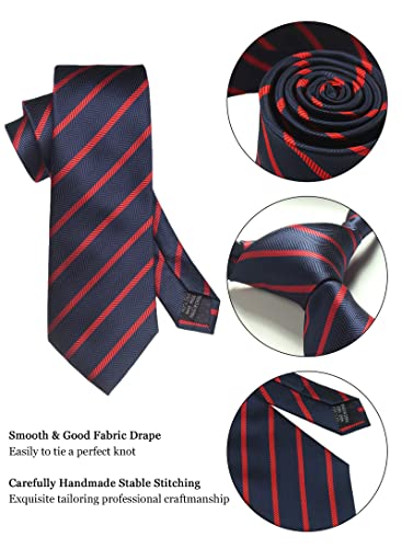 Image of Striped Plaid Polka Dot Mens Tie Formal Necktie Pocket Squares Ties Clips Cufflinks Classic for Men Set