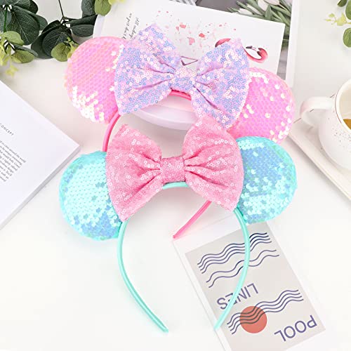 Image of DRESHOW Mouse Ears Bow Headbands Glitter Party Decoration Cosplay Costume for Women