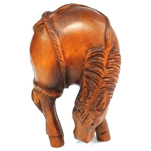 Hxscoo Brown 2" Hand Carved Boxwood Netsuke : Handsome Horse
