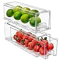 Sorbus Small Clear Acrylic Storage Drawers (2 Pack) - Stackable Plastic Organizer Bins for Fridge, Freezer, Pantry, and Bathroom