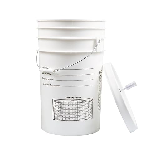 Vista 2 de Fastrack Cubo de fermentación de 6.5 galones con tapa, blanco, cubo de fermentación 100% libre de BPA de grado alimenticio para tu cerveza, vino