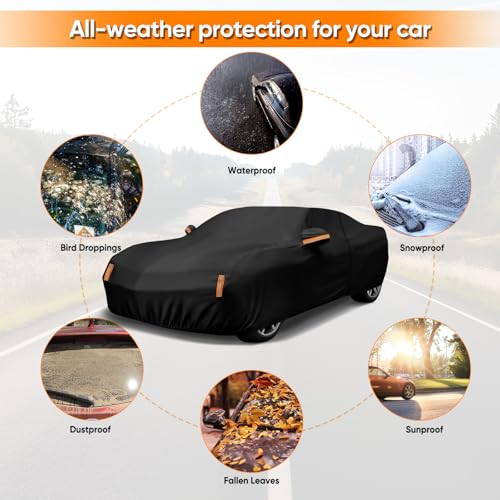 Image of Car Cover Custom Fit for Chevy Camaro 2010-2026, Outdoor Waterproof All Weather Heavy Duty Full Exterior Cover for Sun Rain Snow UV Dust Protection with Door Zipper