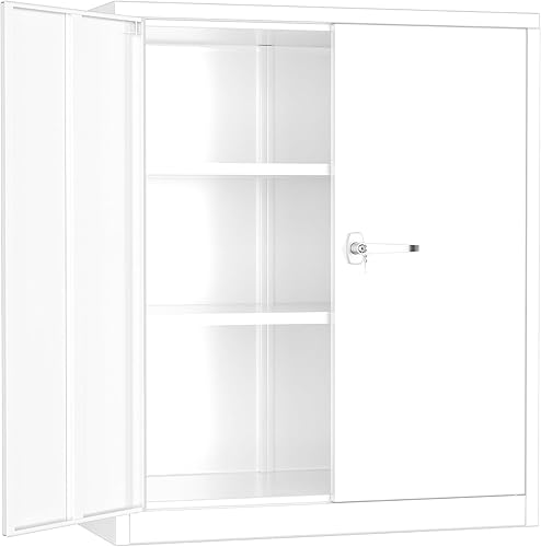 Miniatura 20 de INTERGREAT Puertas de gabinete de almacenamiento de metal negro, gabinete de almacenamiento de acero con bloqueo de 72 pulgadas con estantes, Negro