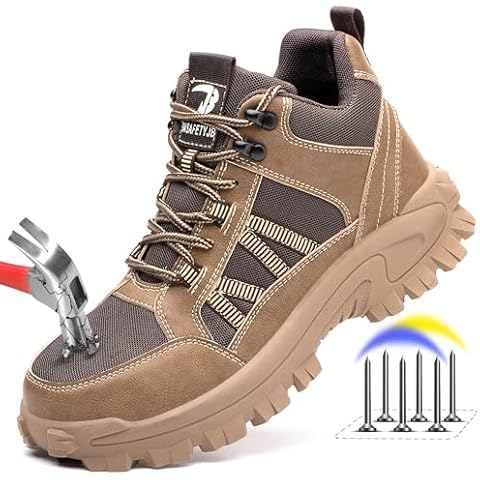 FUDYNMALC Steel Toe Work Boots for Men: Slip Resistan Mens Safety Shoes Indestructible Construction - Comfortable Breathable Working Footwear Cover