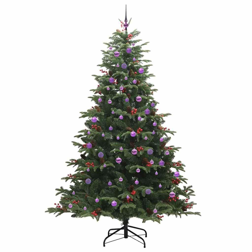 Sztuczna choinka zielona, 240 cm, gęste gałązki PCW, metalowy stojak, ciepłe białe oświetlenie LED, do użytku wewnątrz i na zewnątrz, 8 trybów świecenia, trwała