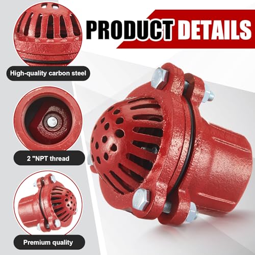 Image of MorningRo 2 Inch Cast Iron Foot Valve NPT Painted Carbon Threaded Foot Valve for Water Service Only