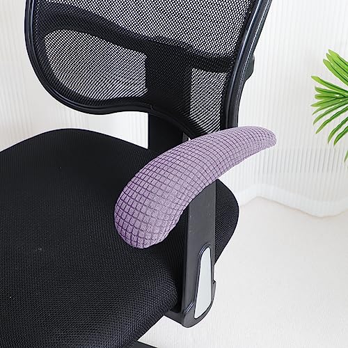 Image of FORCHEER Office Chair Armrest Covers Stretchable Water Resistant Spandex Stretch Jacquard Elastic Band Computer Office Chair Arm Pad Covers Chair Slipcover for Desk Chairs Arm 2P-Purple