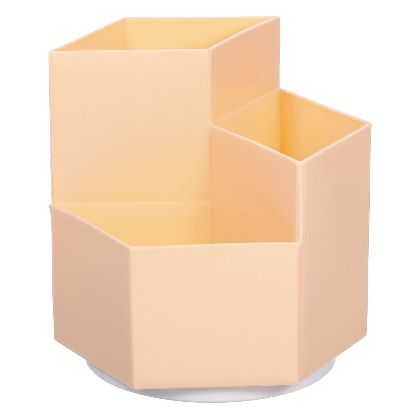 Pot à crayons 3 emplacements rotatif à 360 degrés en plastique rose pour cosmétiques