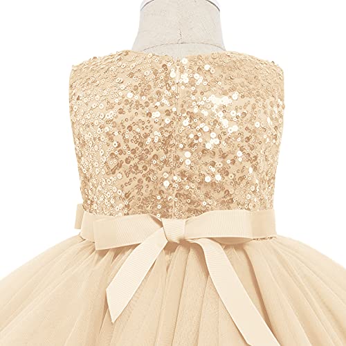 Flower Girl Sequins Tutu Dress For Kids Baby Christening Baptism Communion Birthday Party Formal Dress Toddler Princess Pageant Wedding Bridesmaid Dance Glitter Organza Tulle Gown Apricot 2-3 Years #TOP4