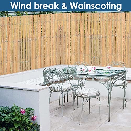 BLADO Natural Bamboo Slat Fence - Screening Slatted Roll for Garden Outdoor Wind/Sun Border Protection Privacy Panel Shield Garden
