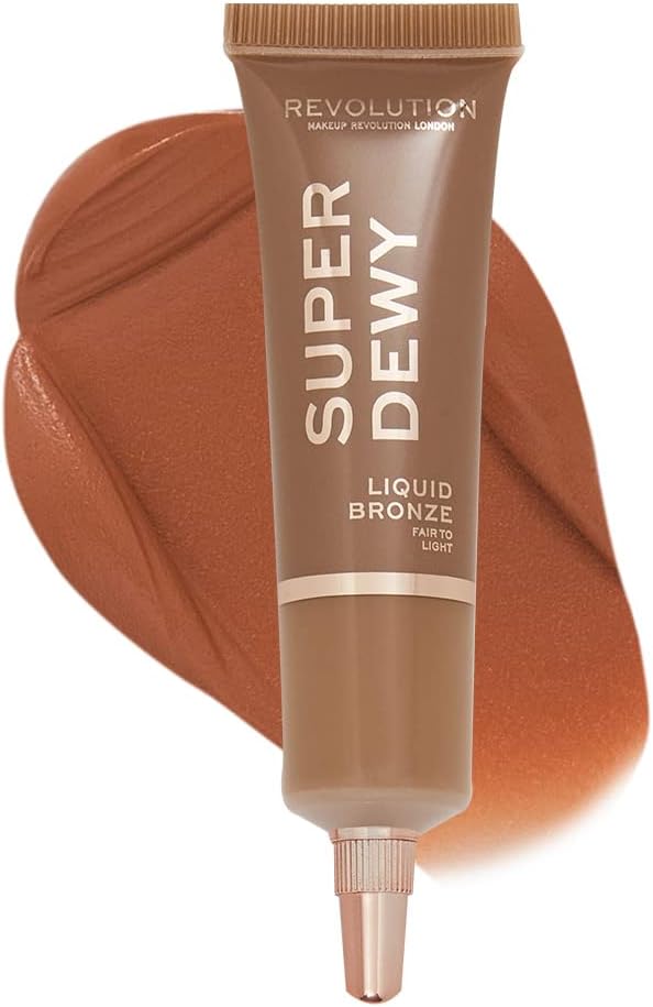 Makeup Revolution- Superdewy Liquid Bronzer-Fair to Light (Light Skin Tones) | Dewy & Creamy Formula | Suer Pigmented | Long Lasting| Seamless Blending| Vegan & Cruelty Free - 15 ml