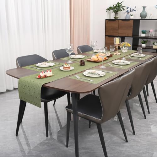 Myir JUN Tischsets Abwaschbar 6er Set, Gewebte Platzdeckchen Abwaschbar rutschfest Abgrifffeste Hitzebeständig, Vinyl Platzsets für küche Speisetisch Hotel, Platz-Matten 30x43.5cm (Grün)