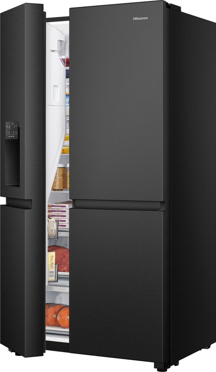 Hisense RS818N4IFD Libera installazione Frigo side-by-side Nero, 632 L