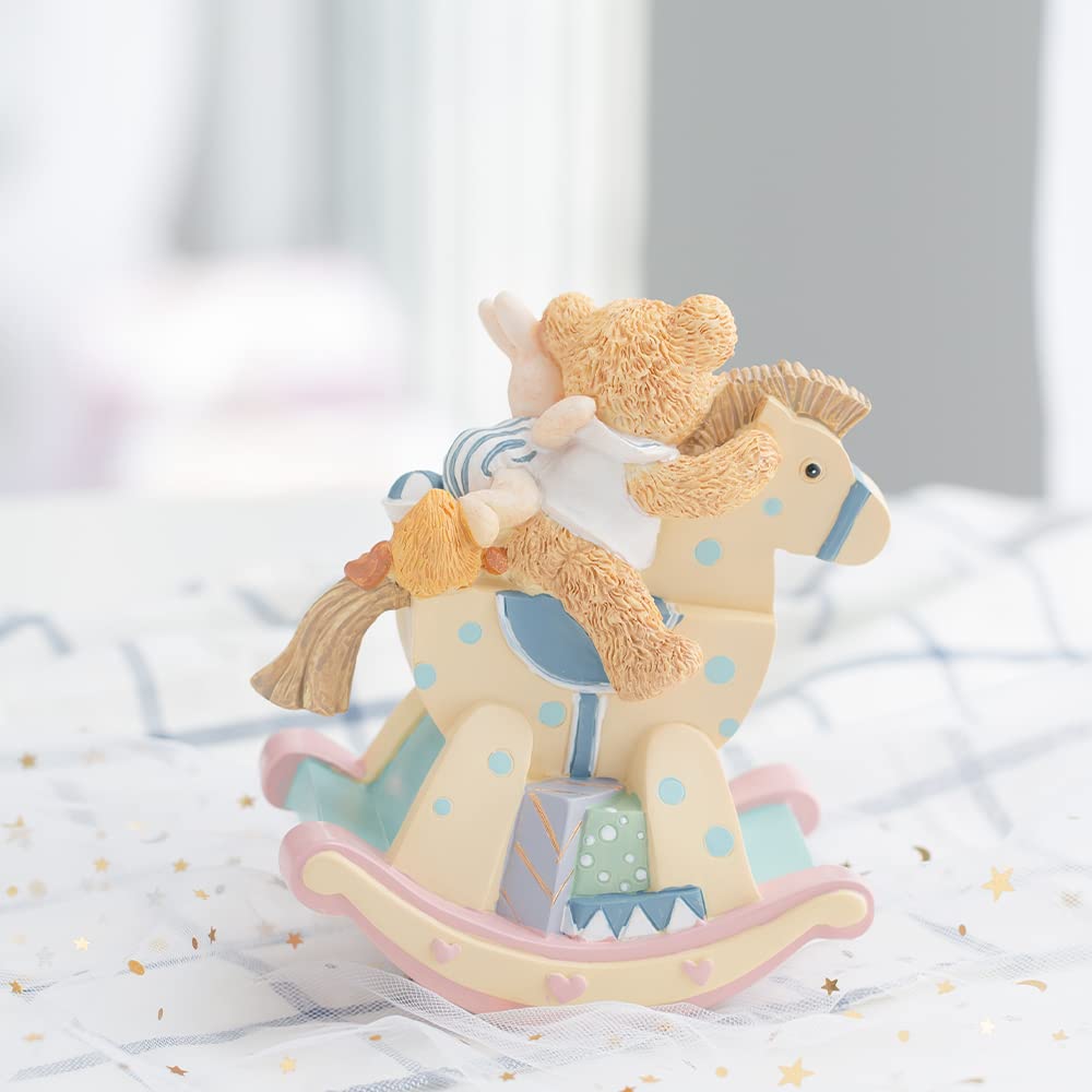 LOVE FOR YOU Gift Wrapped Music Box Rocking Horse Bear Rabbit Musical  Baptism Christening Shower Decoration for Boys and Girls Baby Kids Sister