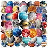 50 Pcs PET Planet Stickers - Waterproof Vinyl Removable No Residue Stickers, for Skateboard Fridge Laptop Phone Luggage, Suitable for All Ages(Planet)