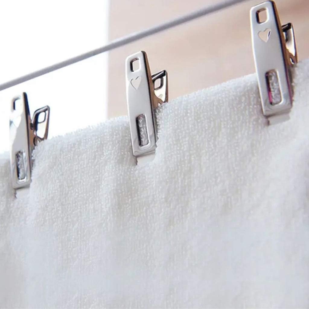 20pcs/a Set of Stainless Steel Clip Clothes Photo Paper Pin Clothespin, Craft Clip Decoration Metal Clip Set Household Storage