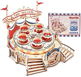 ROKR 3D Wooden Puzle Wooden Model Kits for Adults, Mechanical Swivel Seats Model Building Kits, Tilt-A-Whirl