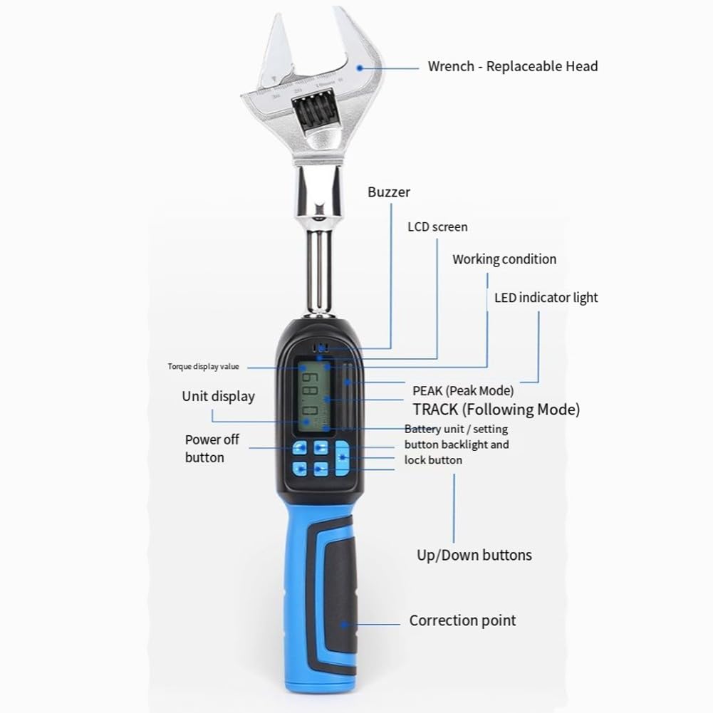 EasyByMall Chiave dinamometrica digitale, 6,8-135 Nm, portata regolabile con avvisi LED, archiviazione dati, acciaio al cromo vanadio per uso industriale automobilistico