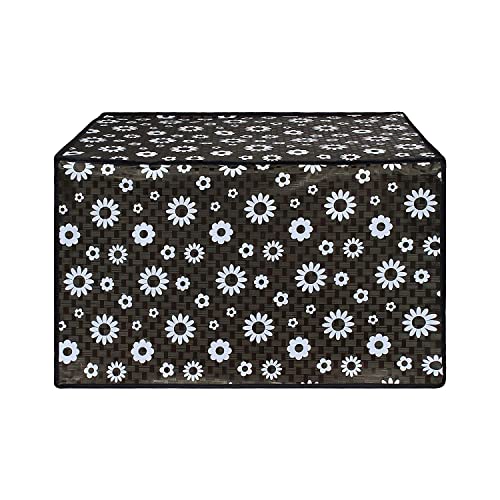 Image of PVC Microwave Oven Cover for Panasonic 27L N-CT645BFDG | Full Closure Zip | Waterproof & Dustproof | Attractive Digital Print | 51.3 x 30.6 x 47.1 cm | Black Floral Design