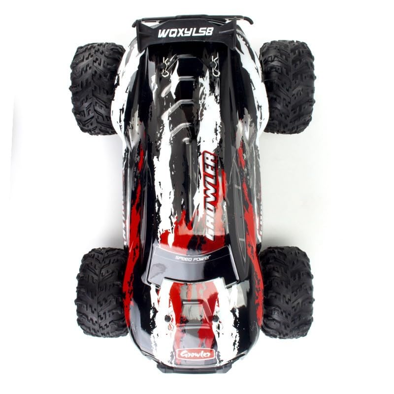 Veicolo fuoristrada telecomandato 2.4G senza fili RC in scala 1:14, trazione integrale, pneumatici a vuoto, modello di auto da corsa, ottimo regalo di compleanno e Natale(Red)