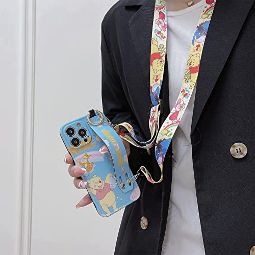 Hosiss Cartoon Case For Iphone 14 Pro Max 6.7" With Hd Screen Protector, Winnie Upgraded Wrist Strap Band Adjustable Lanyard Tpu Shockproof Protective Phone Case For Women Girls #TOP5