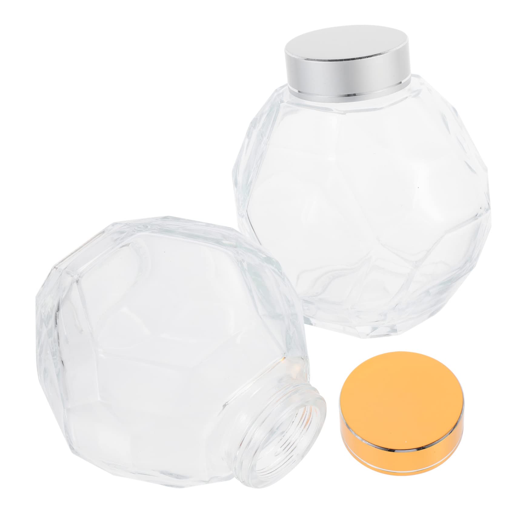 HOLIDYOYO Glass Honey Jar Bee Honey Bottle Set of 2 Honey Pots Lids Honey Jar