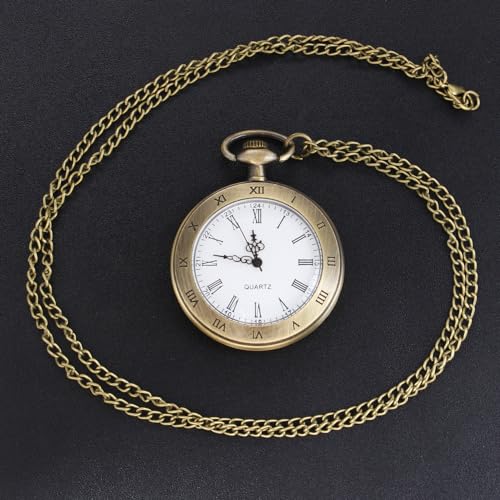 Image of Vintage Pocket Watches for Men with Chains, Analog Pocketwatch for Women Roman No. Gifts for Dad /Grandpa Gifts for Him for Birthday