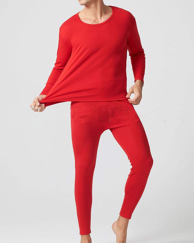 Uomo Termico Set di Biancheria Intima Velluto d'oro Foderato in Pile Inverno Caldo Girocollo Maglietta a Manica Lunga Top e Pantaloni Leggings Bottom Lunghi Plus Size