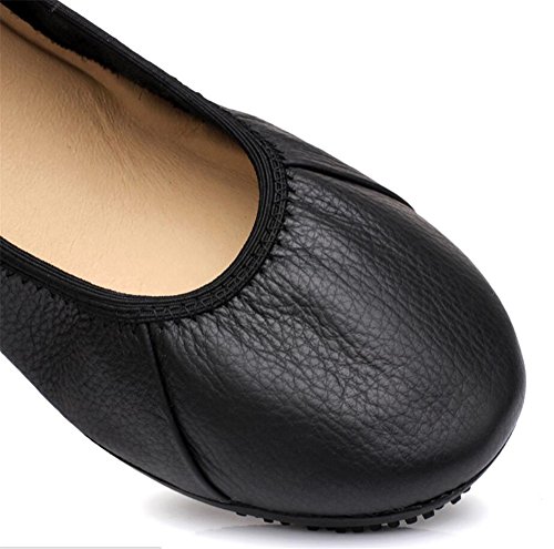 Women's Leather Casual Loafers Ballet Slip On Comfort Flat Shoes4