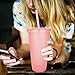 Suertestarry Tumbler with Straw and Lid,Water Bottle Iced Coffee Travel Mug Cup,Reusable Plastic Cups,Perfect for Parties,Birthdays… (Pink), 5pack