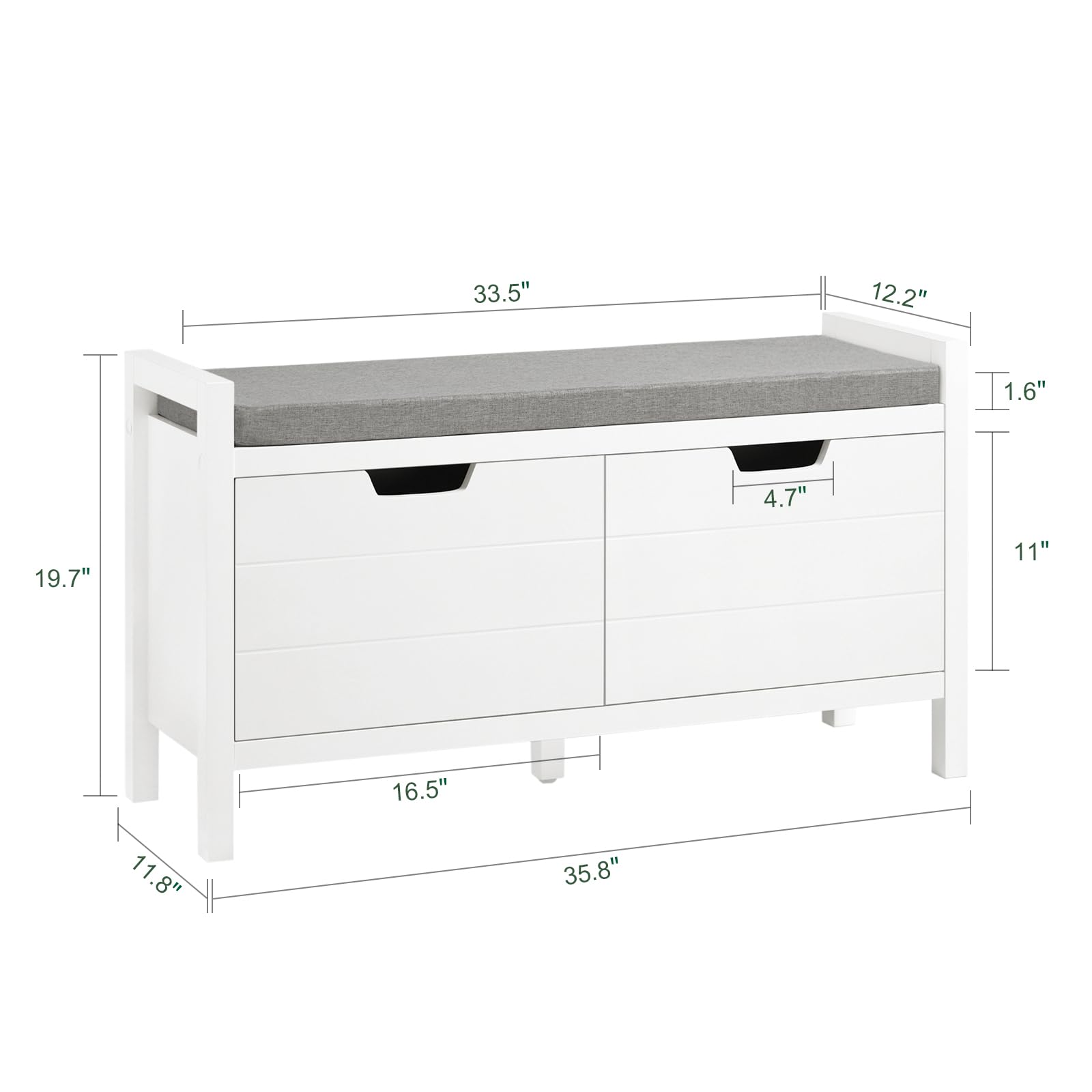 SoBuy Panca scarpiera con 2 ante 91x30x50cm per ingresso | Cassapanca salvaspazio con cuscino rimovibile e 2 ante apribili, MDF E1, portata 150kg, bianco FSR63-II-W