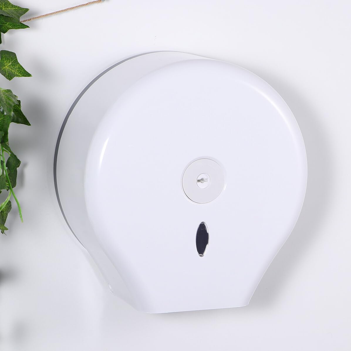 Dispenser Igienica Muro Bianco in Rotondo Carta Abs | Finestra Livello Carta, Dotato di Chiave, per Casa e Toilette, Stile Rotondo, Accessorio da Parete