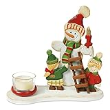 talvela Größe (BxH): ca. 21 x 22 cm Unbekannt Kerzenhalter Kinder bauen einen Schneemann inkl. 1 Teelicht Teelichthalter Holzdeko Kerzenständer Weihnachtsdeko