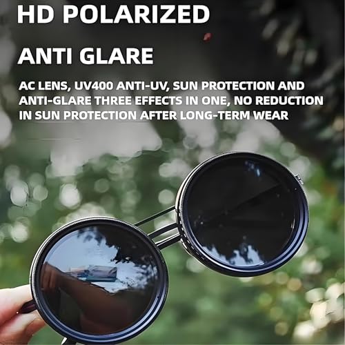 Vision Guard Sunglasses, Adjustable Tint Sunglasses, 1-9 Gears Steampunk Retro Metal Round Polarized Glasses4