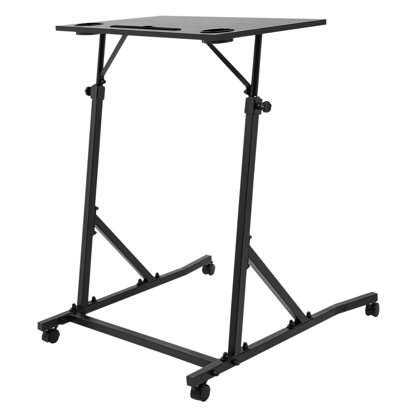 Czarne regulowane biurko do treningu rowerowego, regulowana wysokość, do jazdy na rowerze i trenerów rowerowych, 61 x 74 x 90-118 cm