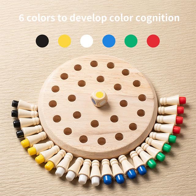 Kidoyz Wooden Memory Chess Game for Kids | Memory Match Stick Board Game with Colour Dice | Brain Training & Concentration Game for 4 5 6 7 8 Year Old Boys Girls | Family Board Game Gift 3