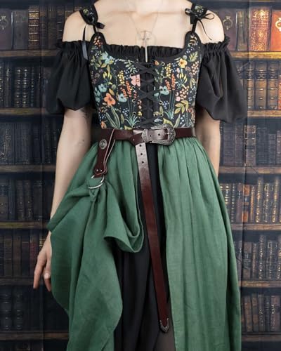 L'VOW Medieval Skirt Hikes Leather Belt - Women's Pirate Belt Skirt Clip Viking Halloween Ren Faire LARP Accessory4