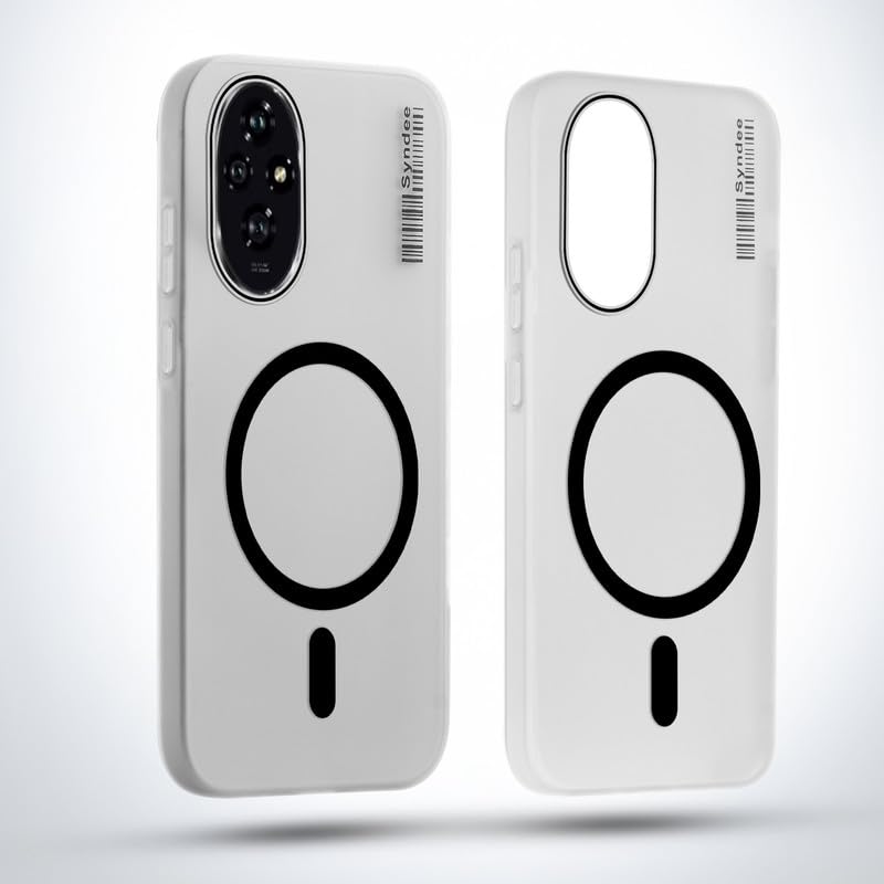 Image of Mr. Case Back Cover for Honor 200 5G Elegant Frosted White Translucent Back | Only Compatible with Wireless Magnetic Accessories | Anti-Scratch Shockproof Phone Case - Black
