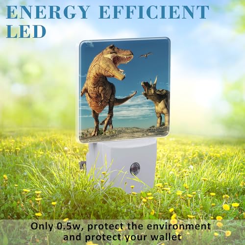 Image of 3D Dinosaur World Night Light for Kids, LED Night Light Plug into Wall with Dusk to Dawn Sensor for Girls Boys Women Men Room Decor, Hallway, Kitchen, Bathroom, Nursery, Stairs