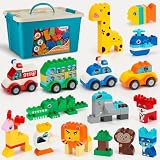 MIMAX Classic Big Bricks Building Blocks Set, 180 PCS Toy Building Sets for All Major Brands, Interactive Building Toy with Storage Box, for Kids, Boys and Girls