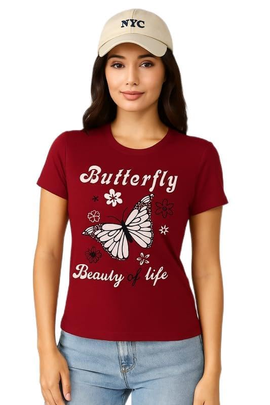 Image of THE DRY STATE Women Cotton Half Sleeve Round Neck Tshirt