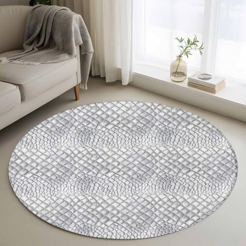 Round Area Rug 3 Ft, Animal Leather Washable Non-Slip Circle