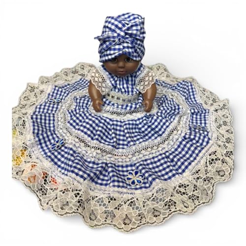 Blue Conga Dress Diosa del Mar Doll – Santeria Orisha Statue, Yoruba Spiritual Decor, African Religious Altar Figurine, Protection & Ocean Mother Blessings (Ginga Yemaya)