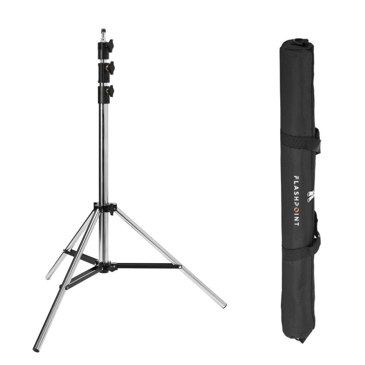 Flashpoint Color Coded Pro Air Cushioned Heavy Duty Light Stand for Photography, This Portable Photography Light Stand Tripod is Lightweight and Durable (V2) (Chrome, 7.2')