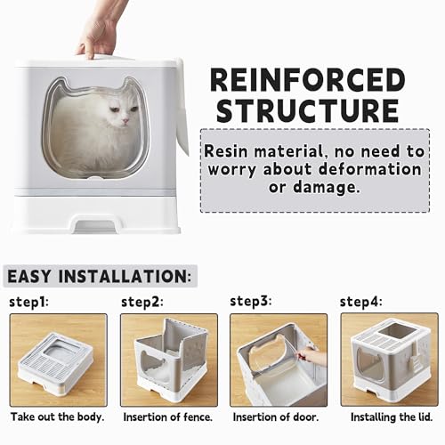 Caja de arena cubierta para gatos mediana con tapa miniatura 5