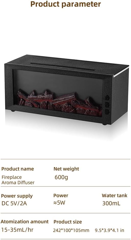 Colorful Flame Aroma Diffuser, 300ml Fireplace Humidifier with Remote & Timer, 7-Color Changing LED, Waterless Auto Shut-Off, Essential Oil Diffuser for Home Bedroom Office, Gift Set Included